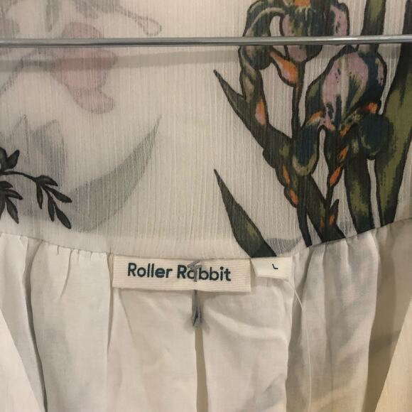 Roller Rabbit Condesa Bouquet Gertrude Floral Maxi Wrap Dress White Size L  NWT - Picture 6 of 7